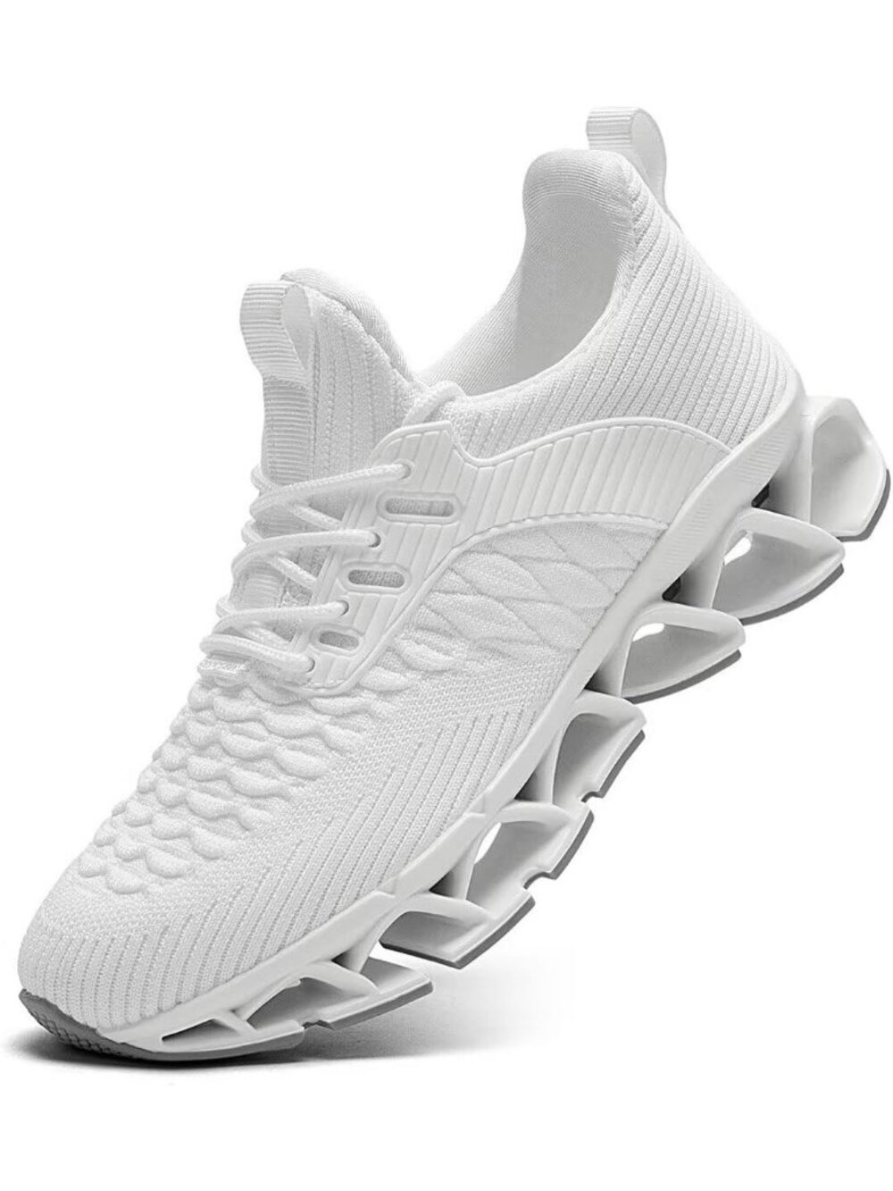 Mens White Comfort Non Slip Work Sport Athletic Trainer Slip on Walking Sneaker